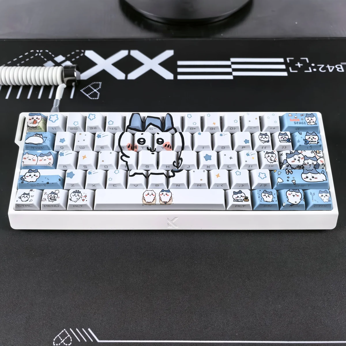 Close-up of Chiikawa Hachiware Cherry Keycap Sleek highlighting details and finish