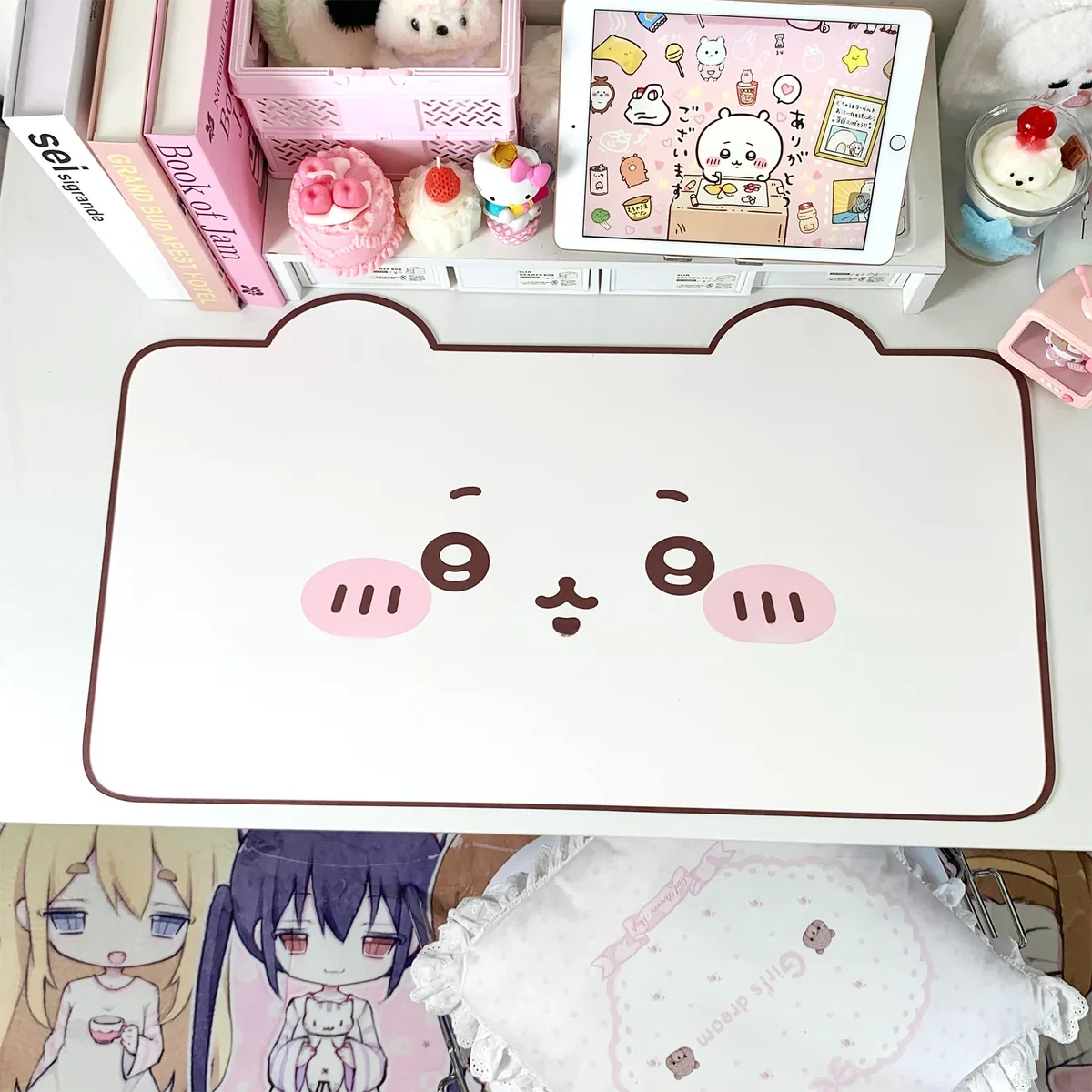 Full layout view of Chiikawa & Usagi Desk Mat showcasing kawaii aesthetics