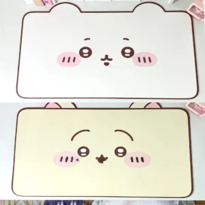 Chiikawa and Usagi themed desk mat on working environment