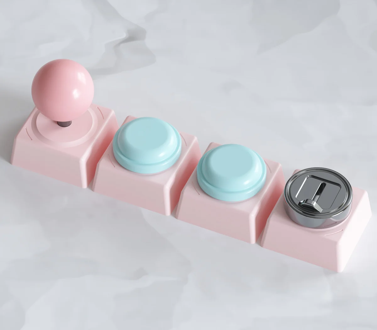Hand holding an aluminum joystick keycap showcasing craftsmanship