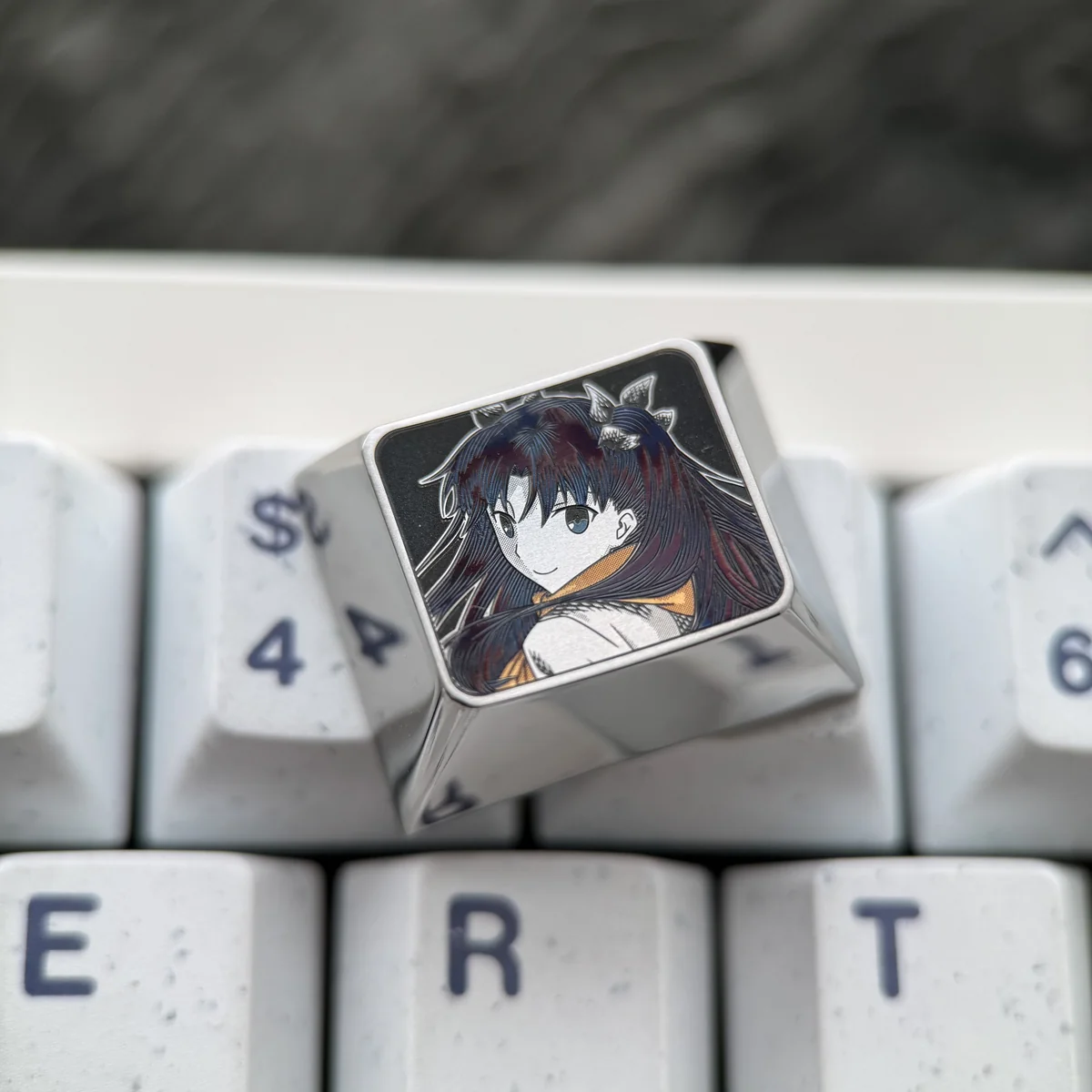 Rin Tohsaka keycap showcasing CNC-machined craftsmanship