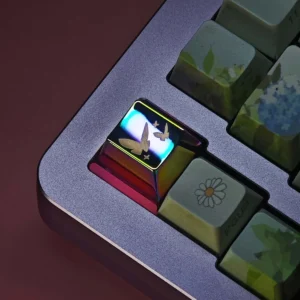 Elegant zinc alloy keycap featuring a delicate butterfly design, perfect for collectors