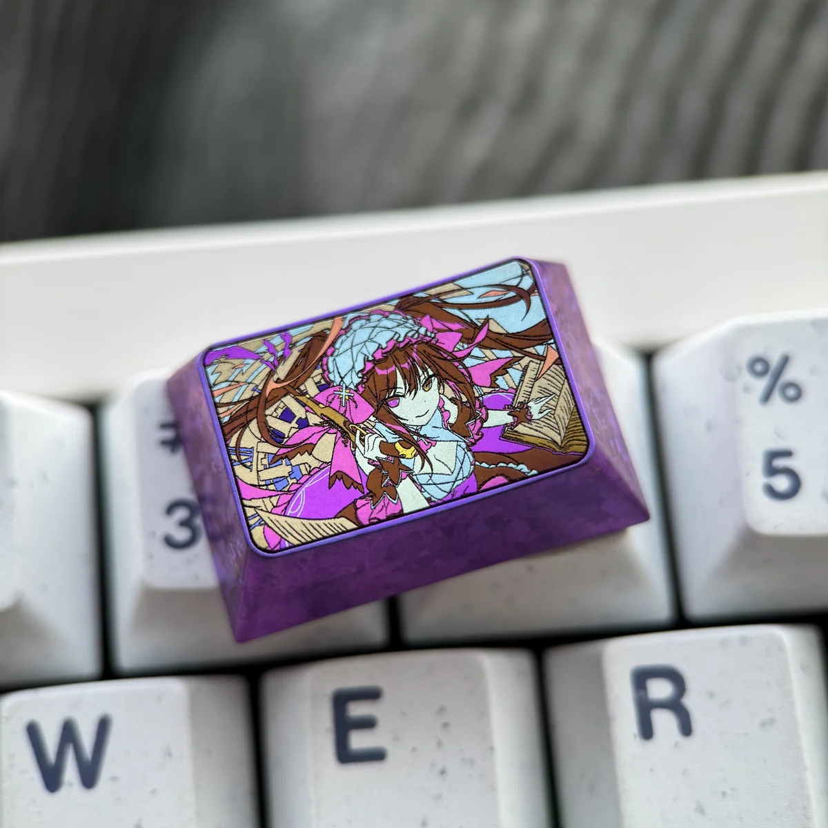 Collection of Date A Live themed titanium keycaps, featuring the Kurumi Tokisaki design.