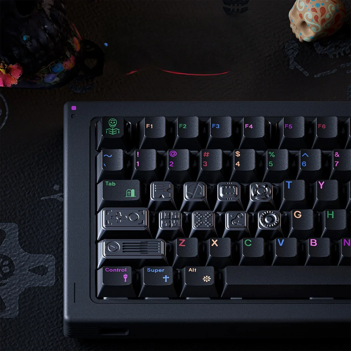 Close-up of Day of the Dead Unique Day of the Dead cultural highlighting details and finish