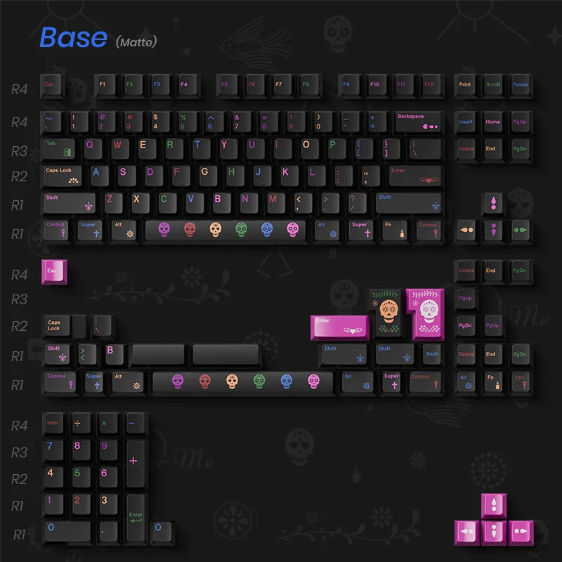 Angle view of Day of the Dead Unique Day of the Dead cultural showing color layering and layout presence