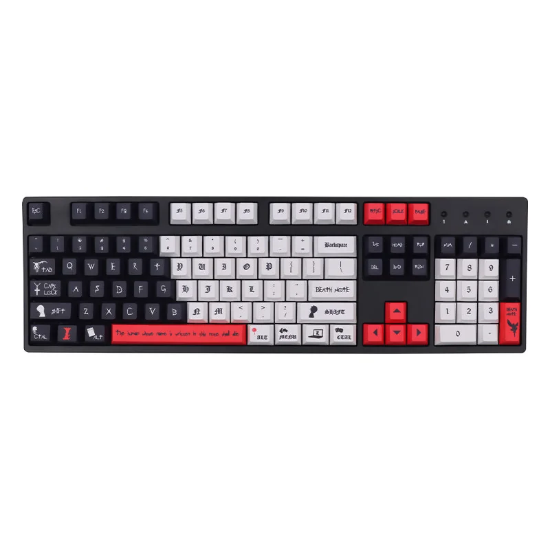 Death Note PBT Keycap Set neatly arranged in its retail packaging