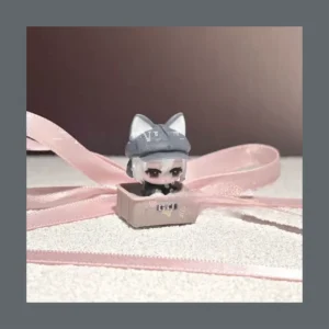 Delta Force Luna artisan keycap with 'evil cat' twist, close-up