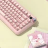 Close-up of a keycap showing a cute dessert-themed rabbit illustration and PBT dye-sublimation detail.