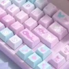 Detailed view of purple butterfly art on keycaps