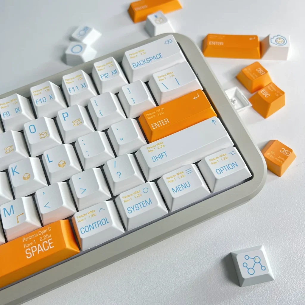 Side profile view of the Dynamic Storm keycaps, illustrating the ergonomic Cherry profile for comfortable typing.