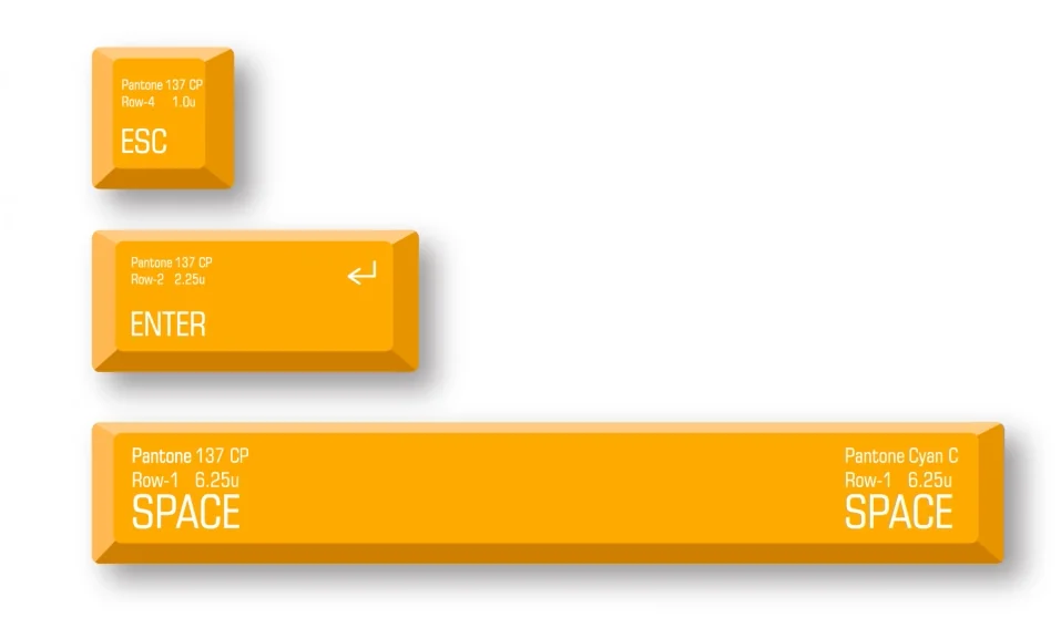 Detailed image of the dye-sublimated legends on the Dynamic Storm keycaps, demonstrating their fade-resistant clarity.