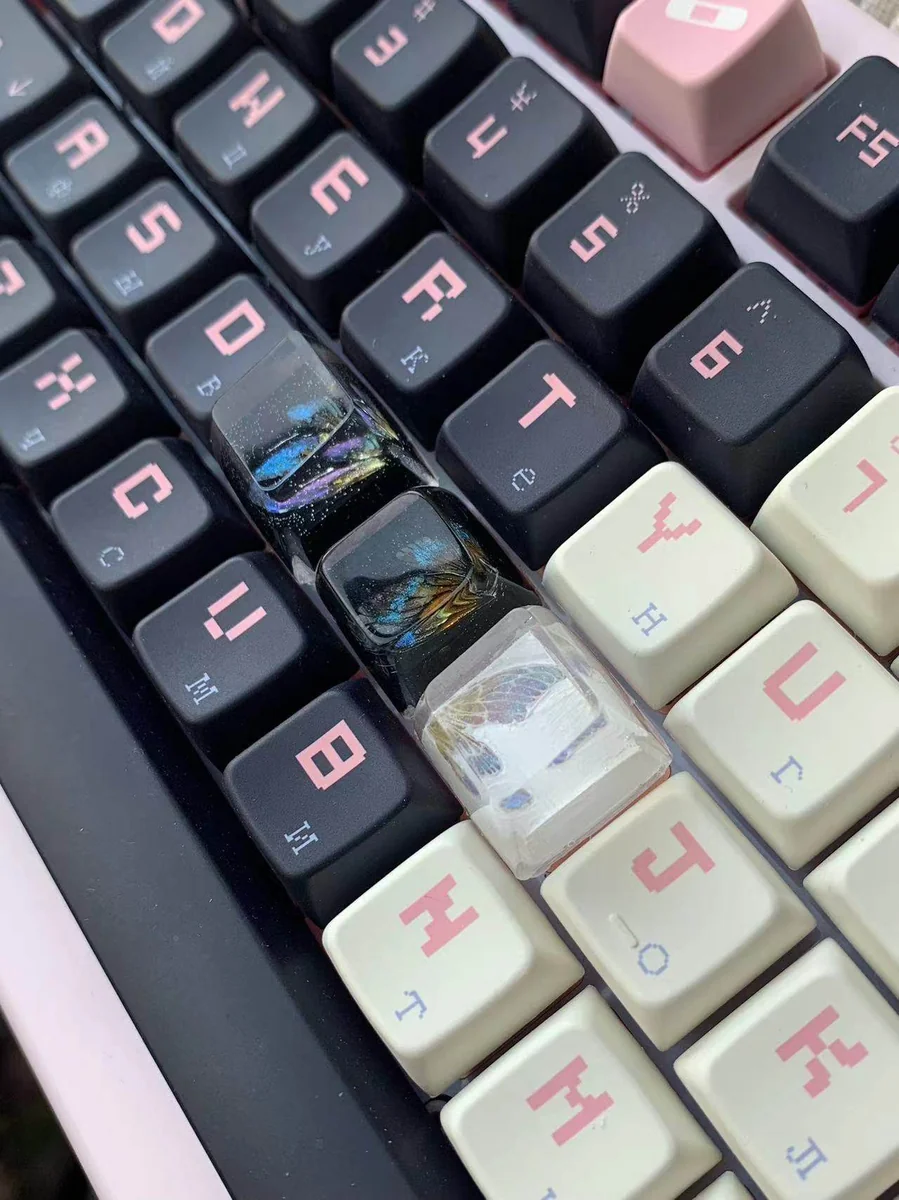 Ethereal Wind translucent artisan keycap on a mechanical keyboard