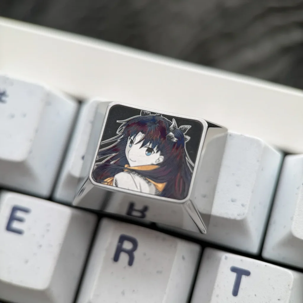 Collector's display of the exclusive Rin Tohsaka artisan keycap