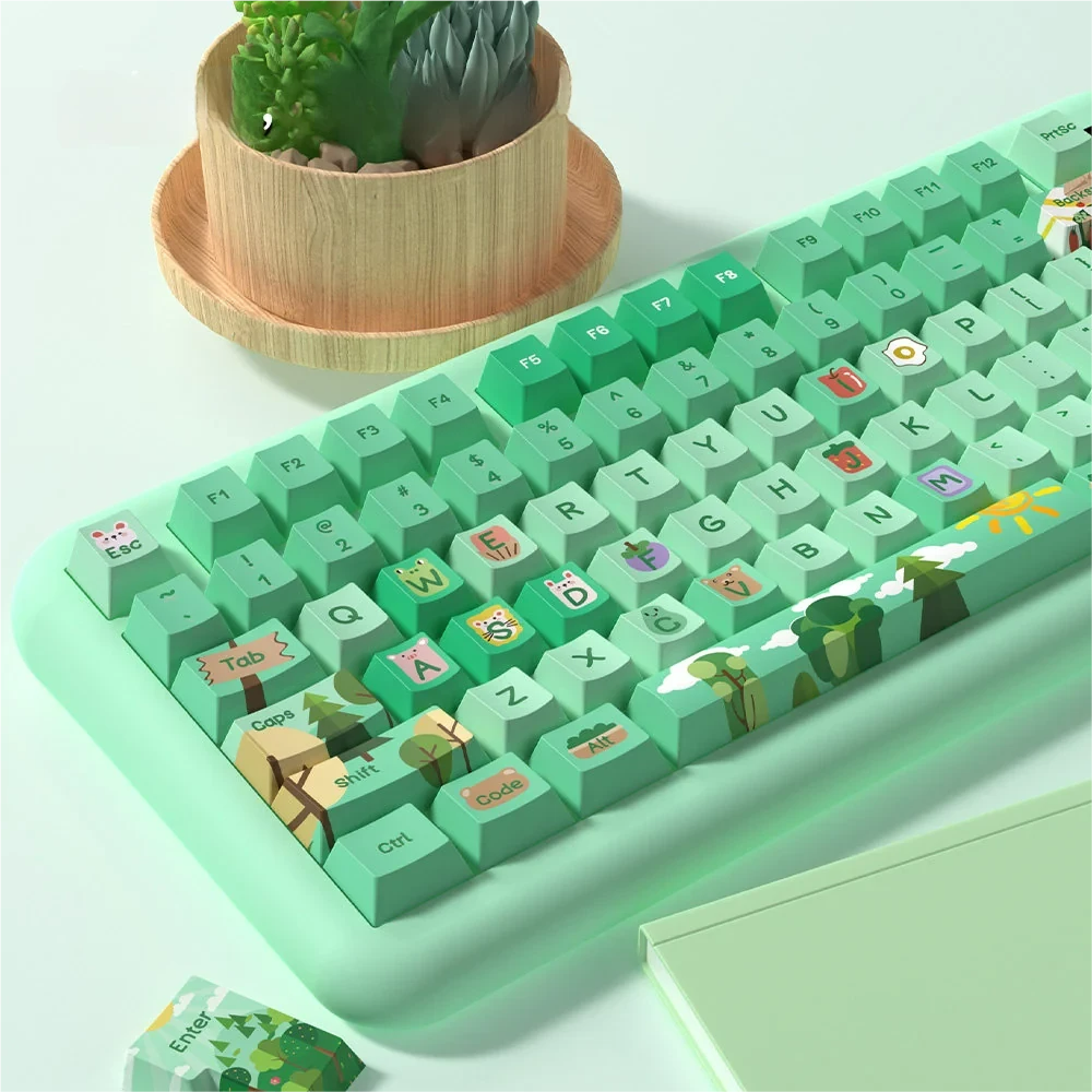 Close-up of Forest Party Cherry Keycap Vibrant PBT Forest highlighting details and finish