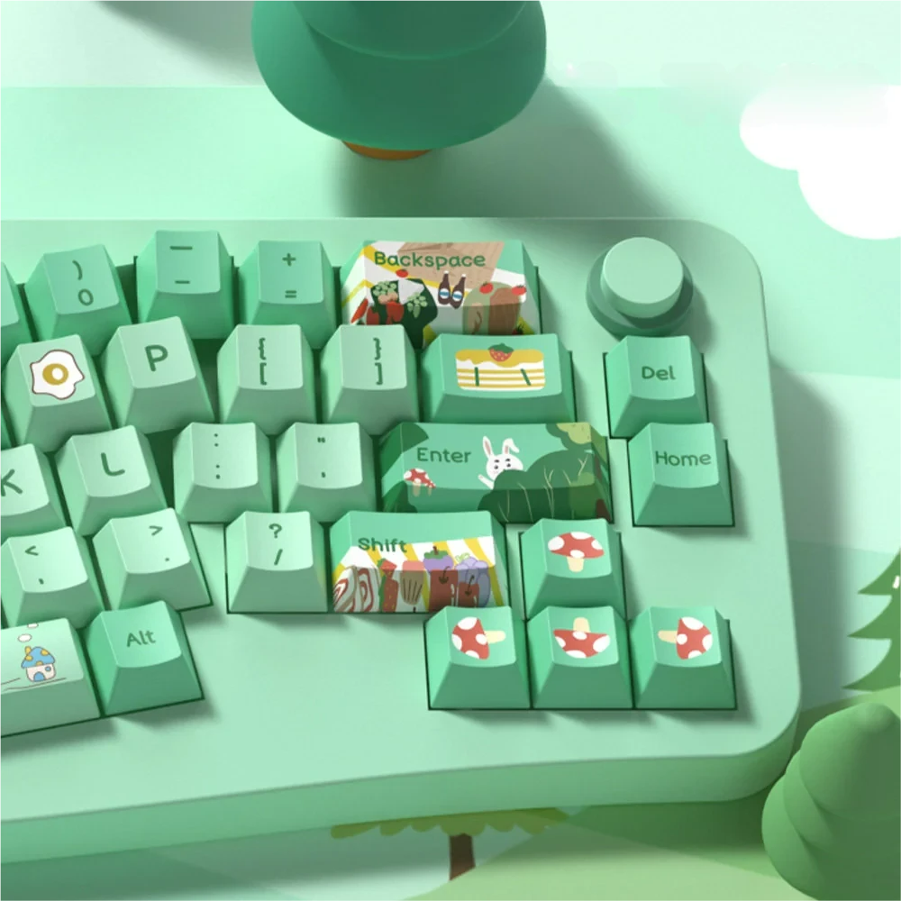 Detailed texture view of Forest Party Cherry Keycap Vibrant PBT Forest design and material