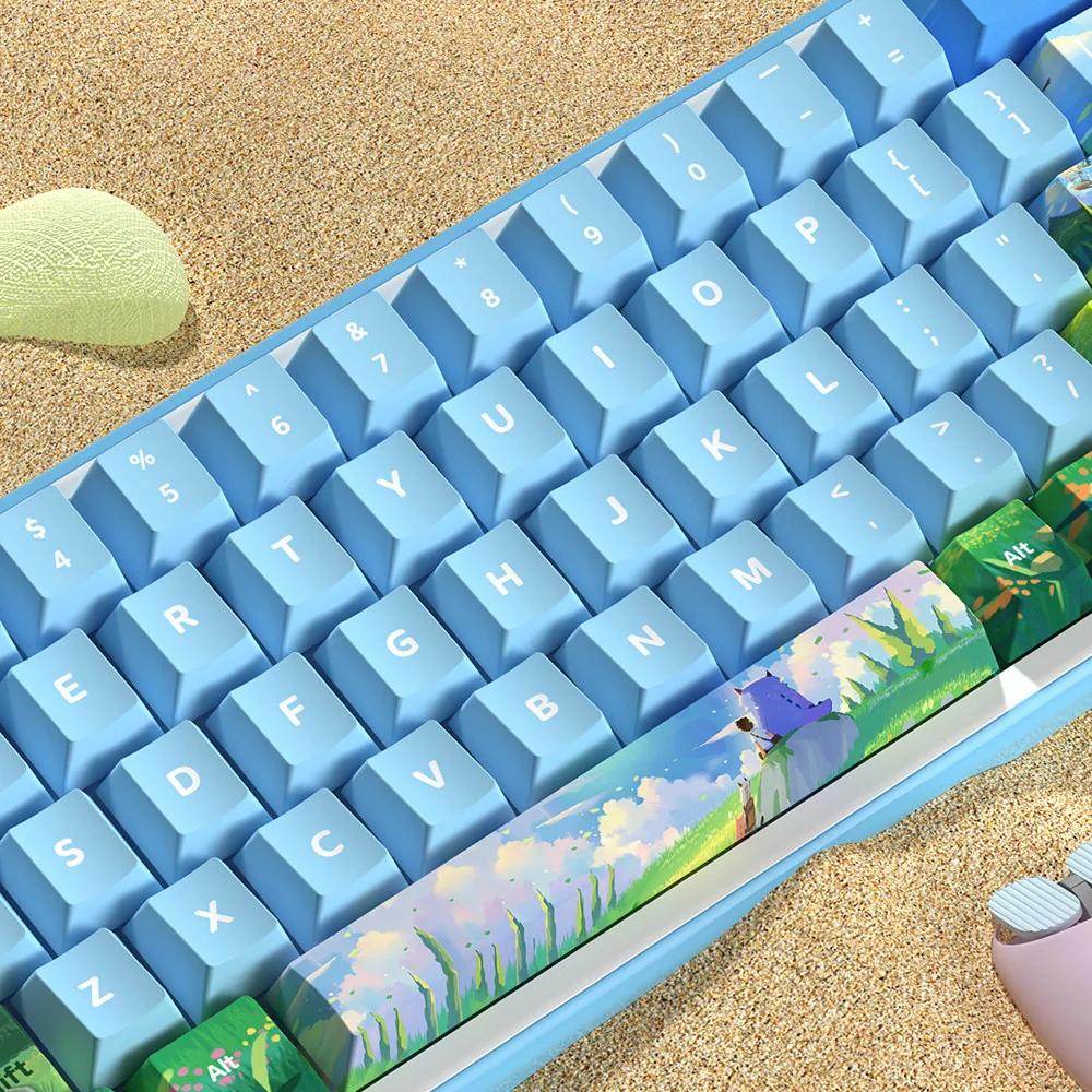 Side profile of Freeze Summer Cherry Keycap Vibrant PBT Dye-Sub showing keycap set shape and fit