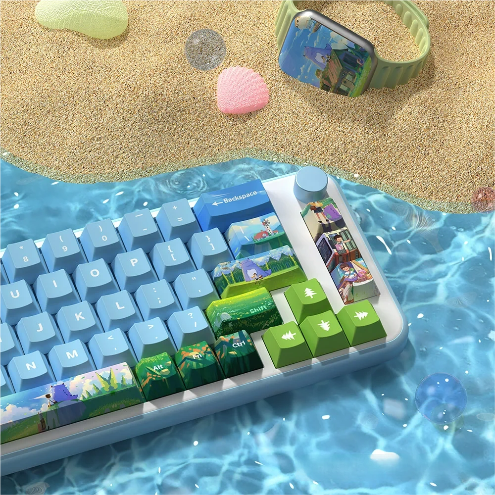 Detailed texture view of Freeze Summer Cherry Keycap Vibrant PBT Dye-Sub design and material