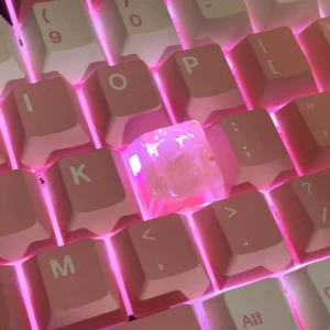 Crushed Ice Grape Keycap installed on a keyboard, demonstrating its OEM profile and vibrant color.