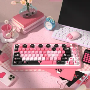Heartbeat MCA Keycap Set displayed on a mechanical keyboard, showing the unique EKG line design