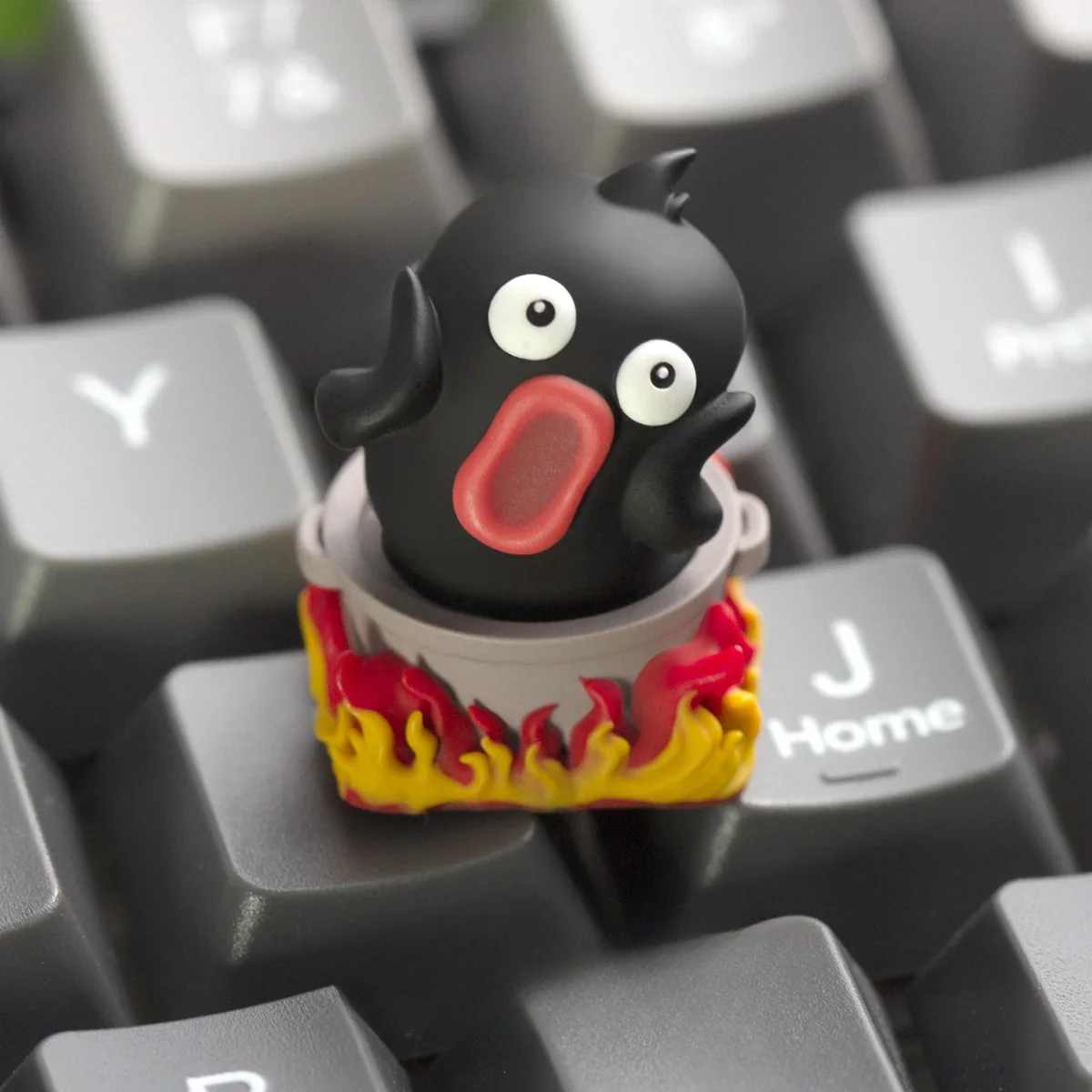 Collection of custom keycaps featuring the Hotpot Duck Artisan Keycap