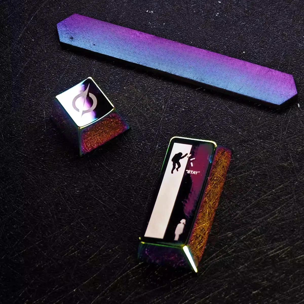 Close-up of intricate metallic details on Interstellar artisan keycap