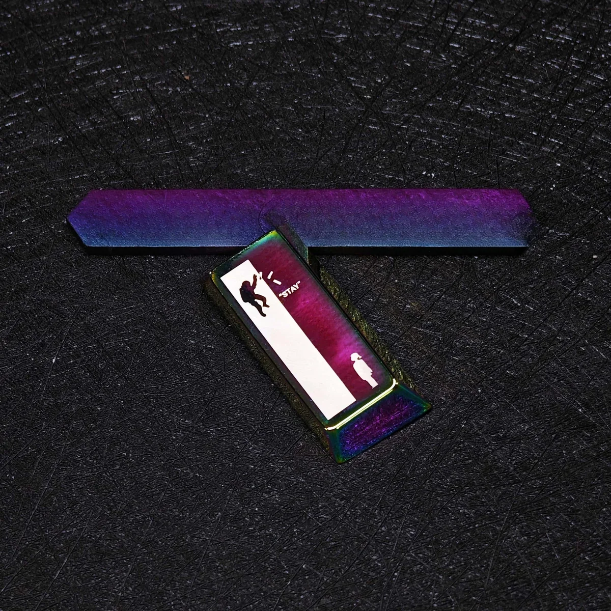 Interstellar keycap installed on a mechanical keyboard with cosmic theme