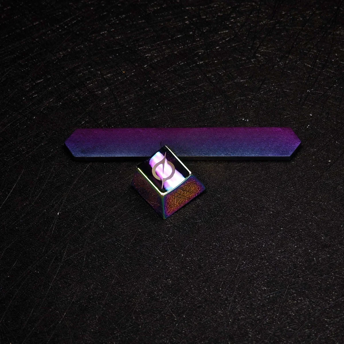 Side view of the Interstellar keycap showcasing its premium metal profile