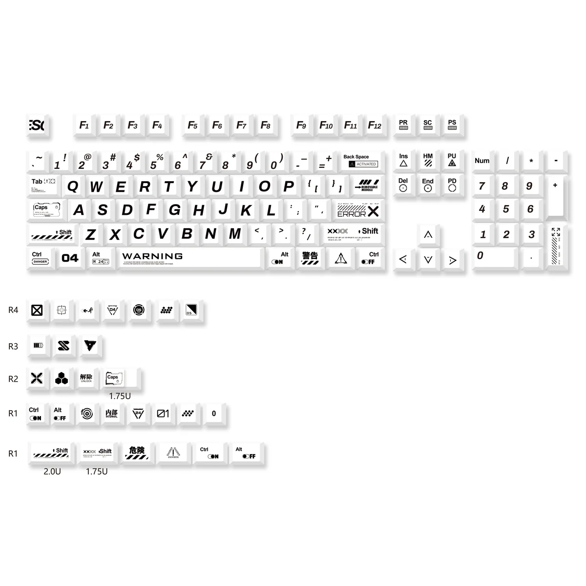 Aesthetic shot of Japanese keycaps on a desk setup