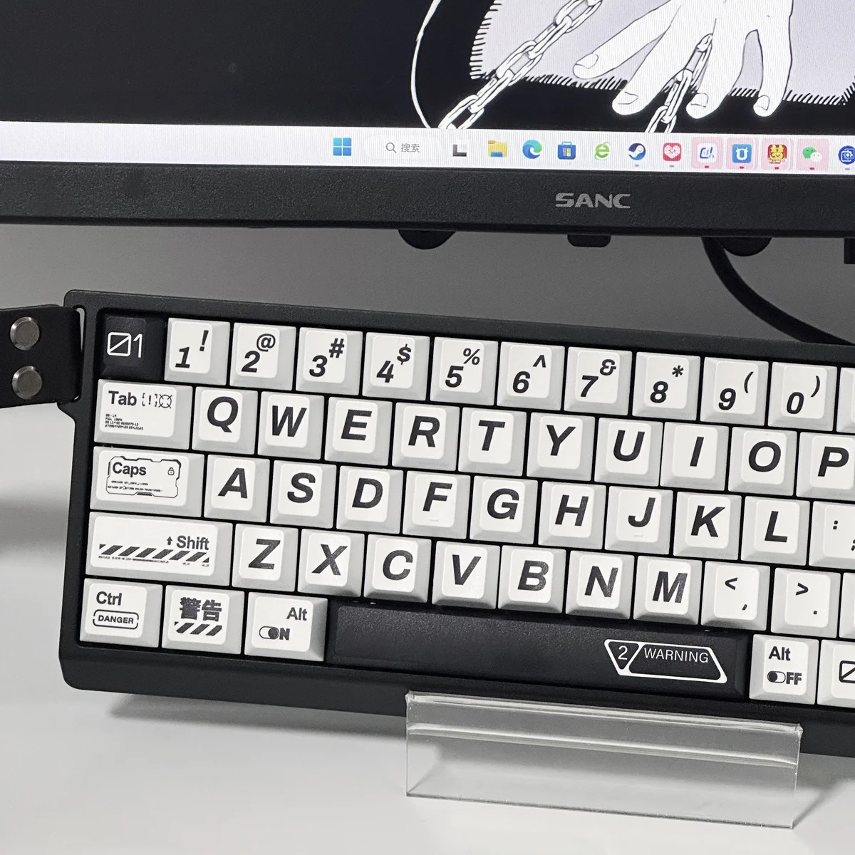 Close-up of dye-sublimated Japanese legends on PBT keycap