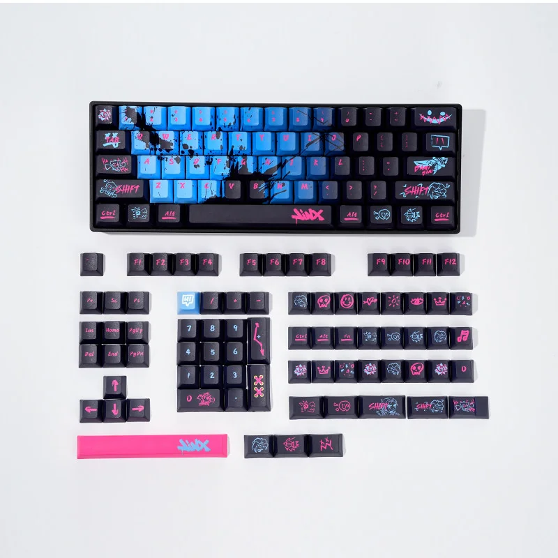 Full layout of Jinx keycap set showcasing all keys
