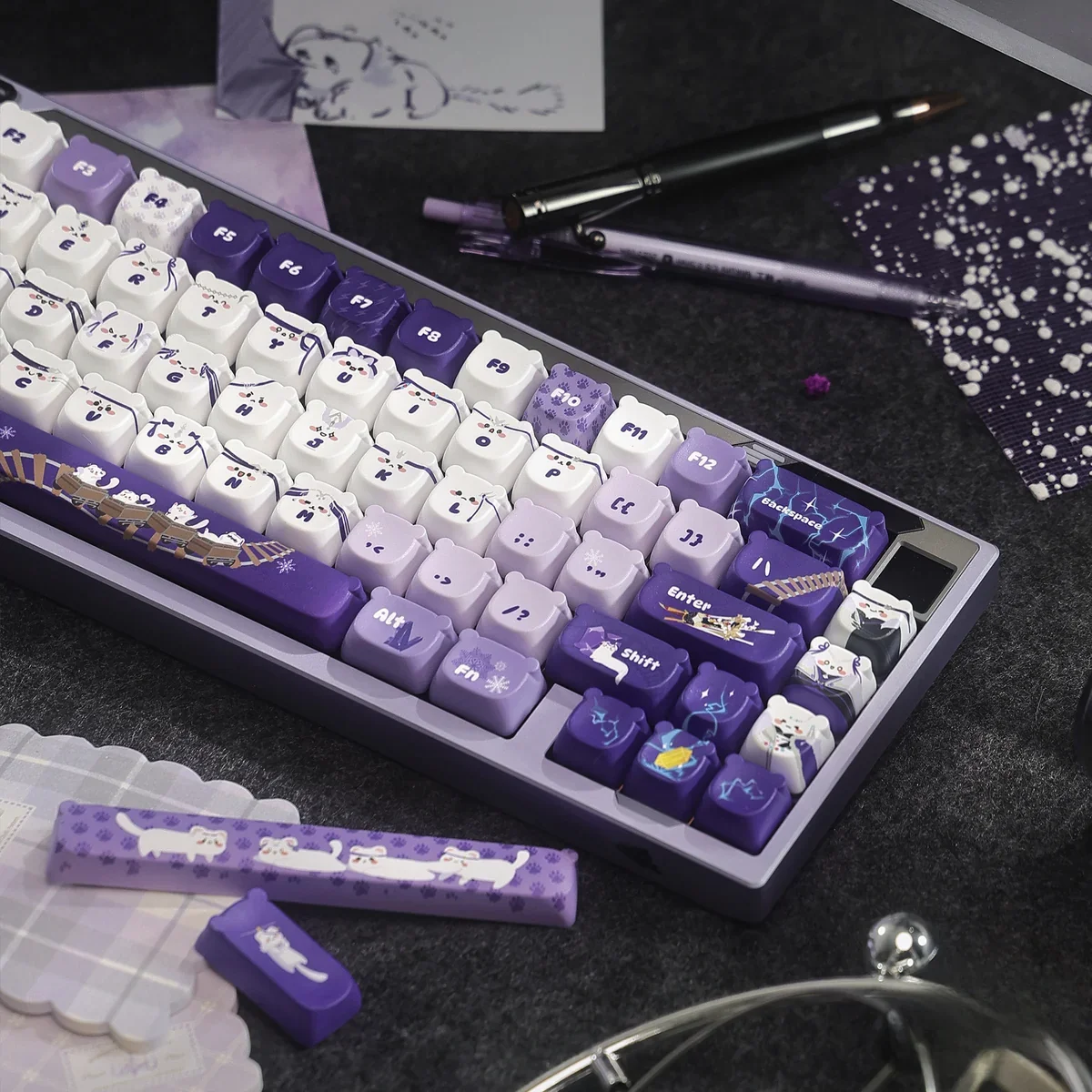 Side profile of JX Online 3 Badao Handcrafted JX Online 3 Badao showing keycap set shape and fit