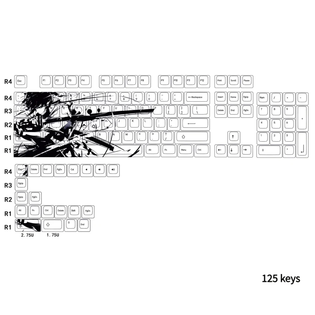 Angle view of Kawasaki Cherry Keycap Set Durable PBT showing sculpt and color layering