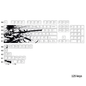 Angle view of Kawasaki Cherry Keycap Set Durable PBT showing sculpt and color layering
