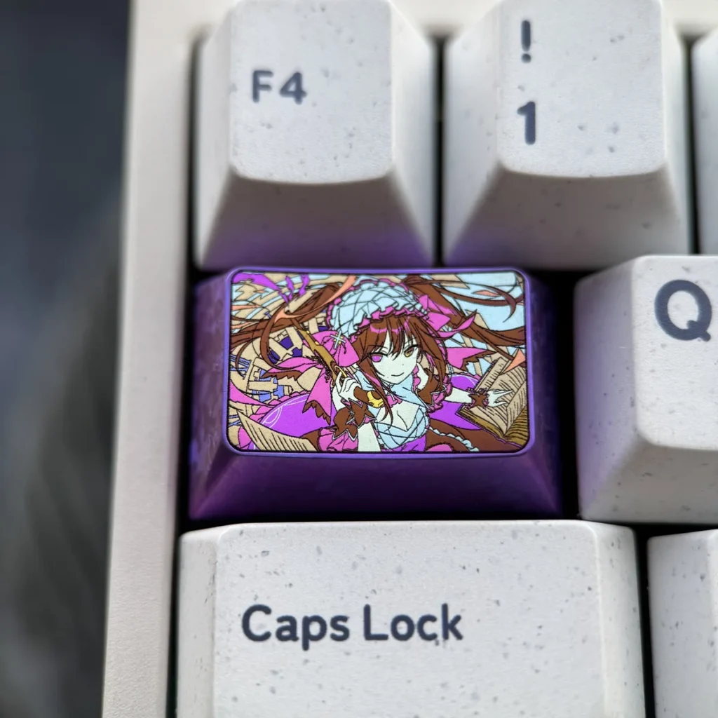 Kurumi Tokisaki artisan keycap made from titanium alloy, showcasing intricate character details.