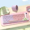 Lily of the Valley PBT Keycap Set on a white mechanical keyboard, showcasing floral patterns