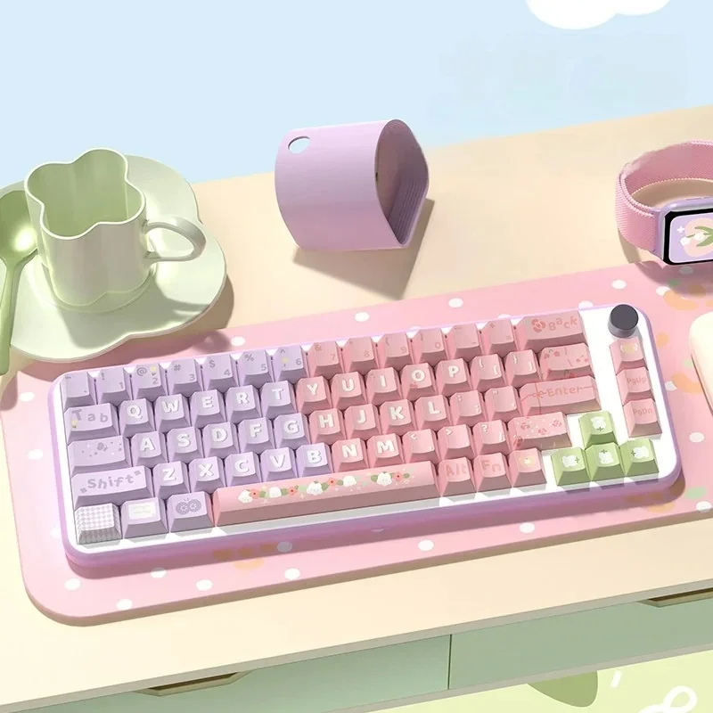 Lily Of The Valley Keycap Set Floral Pbt Dye Sub Keyboard Angle View product image