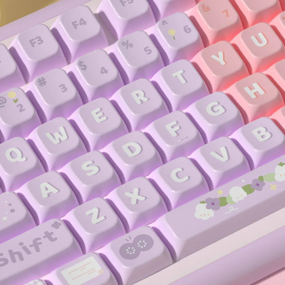 Side view of Lily Valley keycaps highlighting MDA sculpt