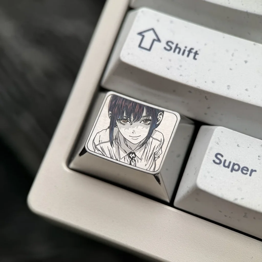 Side view of the Makima Titanium Keycap, highlighting its OEM profile and titanium finish