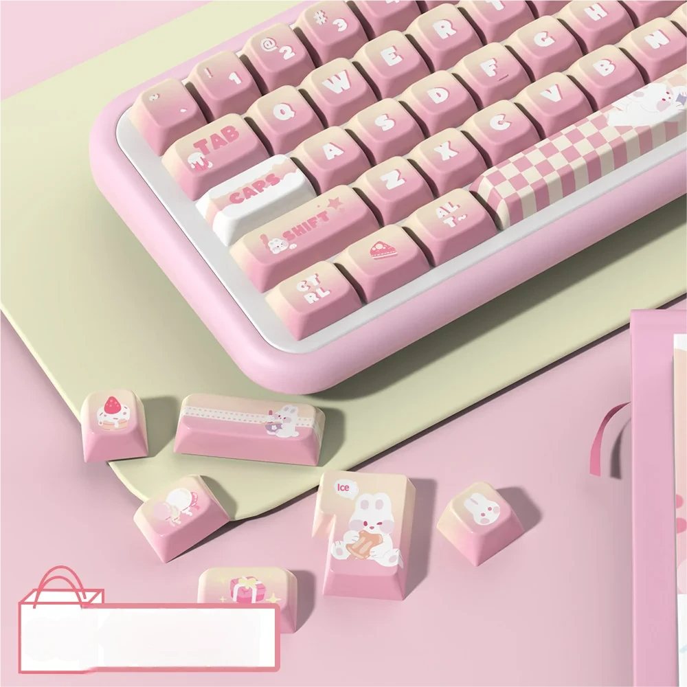 Side profile view of the MDA keycaps, highlighting their unique sculpted shape.