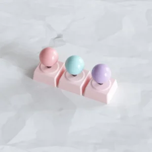 Detail shot of the metallic finish on an arcade button keycap