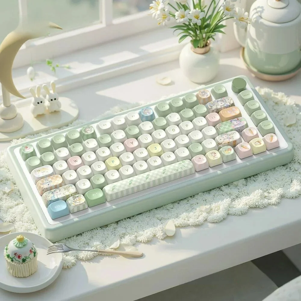 Detail view of MOA profile keycaps showcasing uniform height and PBT texture