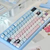 Angle view of Moonlit Rose Series Keycap Elegant Moonlit Rose showing sculpt and color layering
