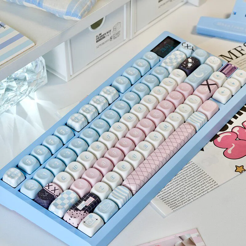 Angle view of Moonlit Rose Series Keycap Elegant Moonlit Rose showing sculpt and color layering