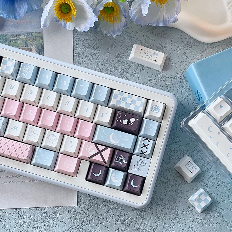 Moonlit Rose Series Keycap Elegant Moonlit Rose installed on a mechanical keyboard setup