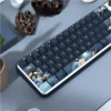 Angled view of the Moonlit Lotus Pond keycaps, highlighting the Cherry profile and detailed dye-sublimation.
