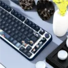 Texture shot of a PBT keycap from the Moonlit Lotus Pond set, emphasizing its smooth yet durable finish.