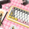 Close-up of Playful Dog Keycap Set, highlighting detailed dye-sublimated canine artistry and Cherry profile.