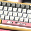 Overhead view of a keyboard equipped with the Playful Dog Keycap Set, demonstrating full layout coverage.