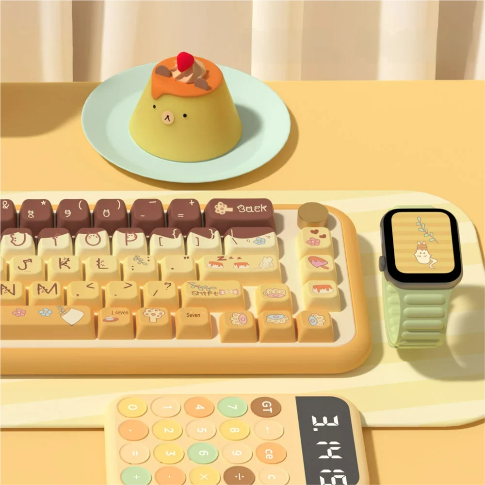 Pudding Cat MDA Keycap Vibrant RGB-optimized PBT installed on a mechanical keyboard setup