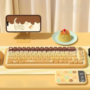 Pudding Cat MDA Keycap Vibrant RGB-optimized PBT hero image featuring Pudding Cat Keycap Set